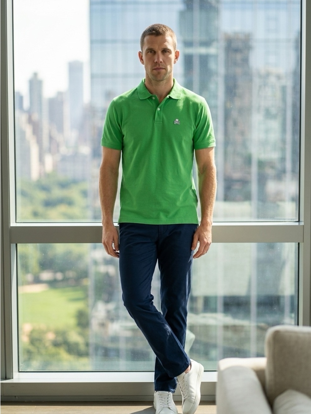 STITCH Men’s Performance Golf Green Polo Shirt Skull Logo EUC Vacation Casual